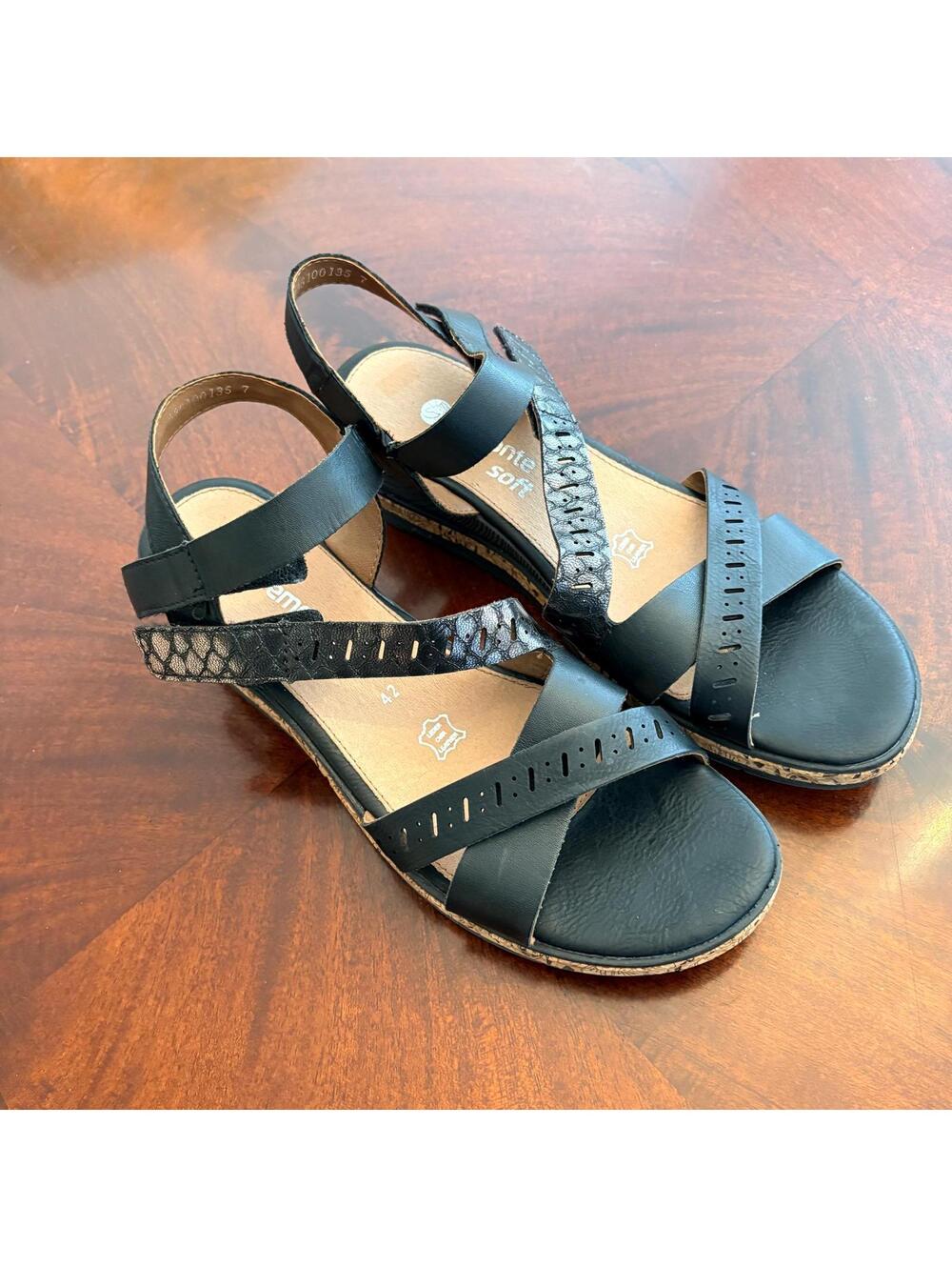 Remonte Jerilyn Black Women's  Ankle Strap Sandals Black EU Size 42
